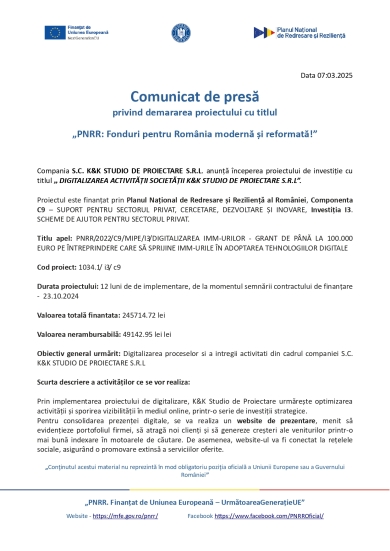 PNRR: Fonduri pentru Romania moderna si reformata